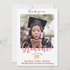 Cartão De Agradecimento Script de Obrigados de Boné ouro para gradação ele