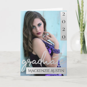 Cartão De Agradecimento Script do Formando Silver Pincel Formando Fotogr