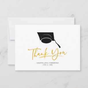 Cartão De Agradecimento Script Dourado de Formando de Script de Graduaçã