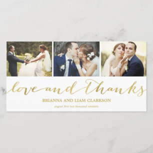 Cartão De Agradecimento Script Dourado de Obrigados e amor   Casamento Obr