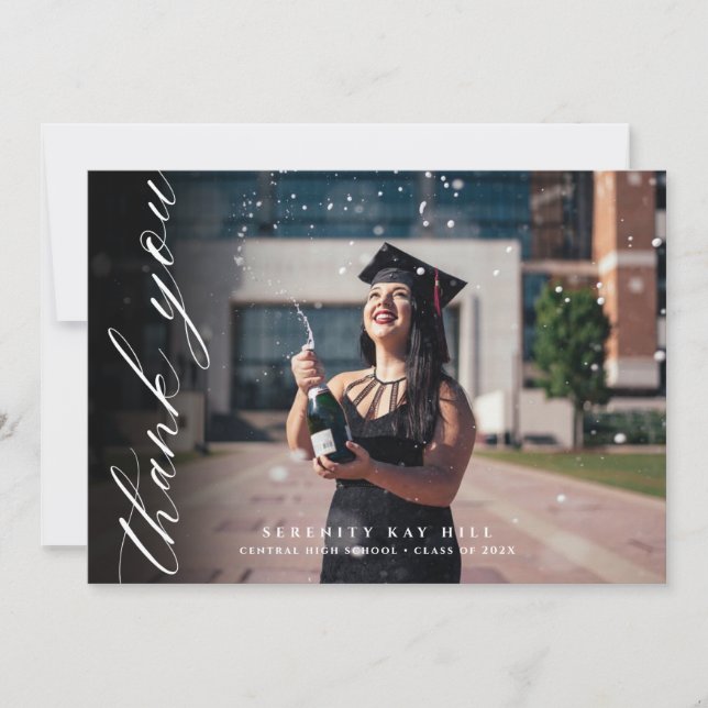 Cartão De Agradecimento Script Elegante Clássico Obrigado (Frente)