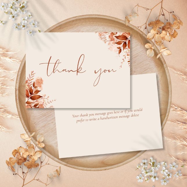 Cartão De Agradecimento Script Elegante Floral Russo Personalizado (Personalized Rustic Floral Elegant Script Thank You Card)