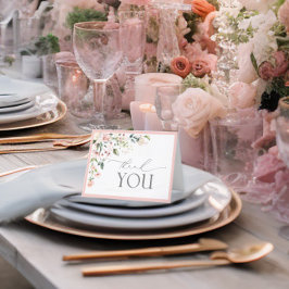 Cartão De Agradecimento Script Floral de Cor de Água Rosa Elegante