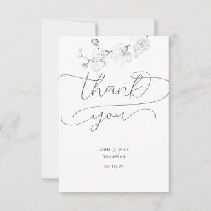 Cartão De Agradecimento Script Flourish Orchid Photo Weding Obrigado