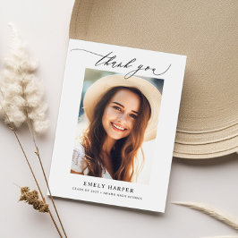 Cartão De Agradecimento Script Minimalista Moderno - Dois Graduações de Fo