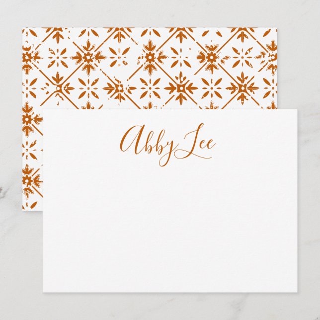 Cartão De Agradecimento Script Moderno e Papel de Carta de Azulejo (Frente/Verso)