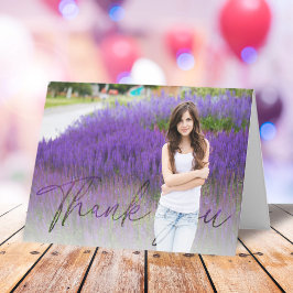 Cartão De Agradecimento Script Simples de Caligrafia Mínima de Fotografia 