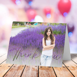 Cartão De Agradecimento Script Simples de Caligrafia Mínima de Fotografia 