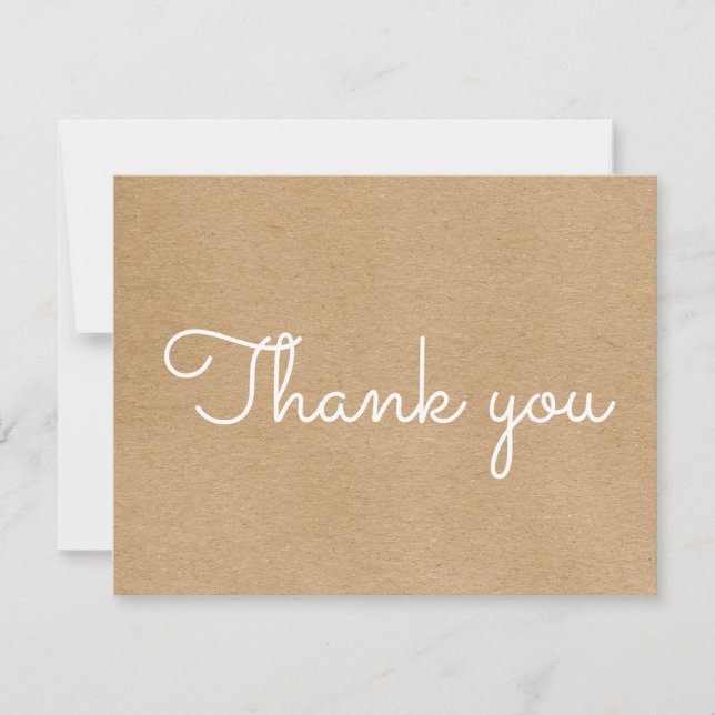 Cartão De Agradecimento Script Simples de Negócios Kraft Rústico (Frente)