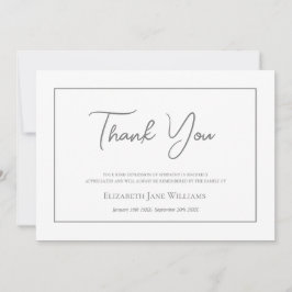 Cartão De Agradecimento Script Simples de Sobreposição Funeral