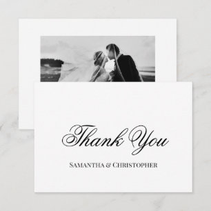 Cartão De Agradecimento Script Simples e Elegante para Foto de Casamento