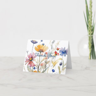 Cartão De Agradecimento Script Simples Flores Silvestres Boho Lindas
