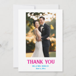 Cartão De Agradecimento Script Simples Minimalista com Foto de Casamento C