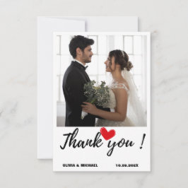 Cartão De Agradecimento Script Simples Minimalista com Foto de Casamento C