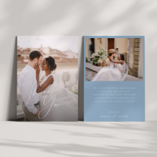 Cartão De Agradecimento Script Whimsical Foto plana azul empoeirada