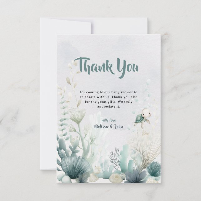 Cartão De Agradecimento Sea You Soon Baby Shower Thank You Card (Frente)