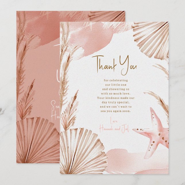 Cartão De Agradecimento Sea You Soon Baby Thank You Card | Coastal Boho (Frente/Verso)