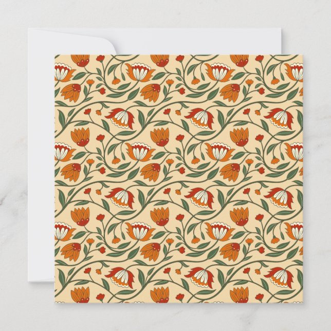 Cartão De Agradecimento Seamless floral pattern in beige background (Frente)