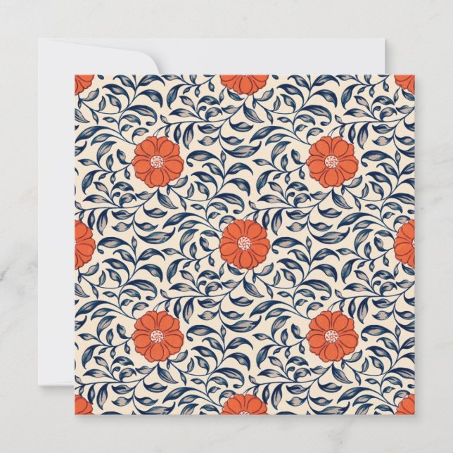 Cartão De Agradecimento Seamless floral pattern with vibrant orange flower (Frente)