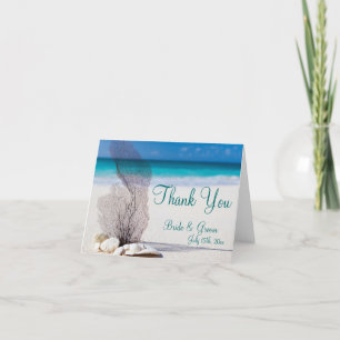 Cartão De Agradecimento Seashell Destination Beach Wedding Thank You Cards