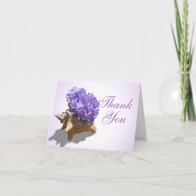 Cartão De Agradecimento Seashore Purple Hydrangeas Obrigado (Frente)