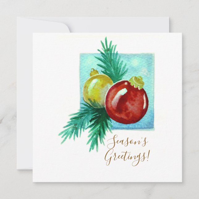 Cartão De Agradecimento Season's Greetings Card With Baubles (Frente)
