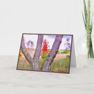 Cartão De Agradecimento "Seeing Red" Bright Red Tree blank greeting card