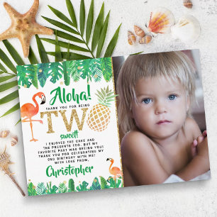 Cartão De Agradecimento Segundo aniversário de Fotografia de Luau Boys Tr