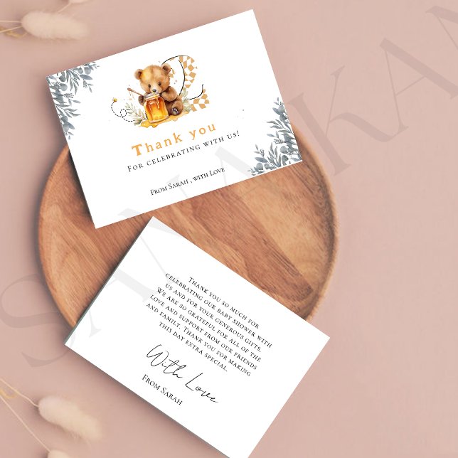 Cartão De Agradecimento Segundo aniversário de mel de urso mínimo russo, o (Criador carregado)