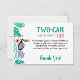 Cartão De Agradecimento SEGUNDO ANIVERSÁRIO DUO-CAN (Toucan)