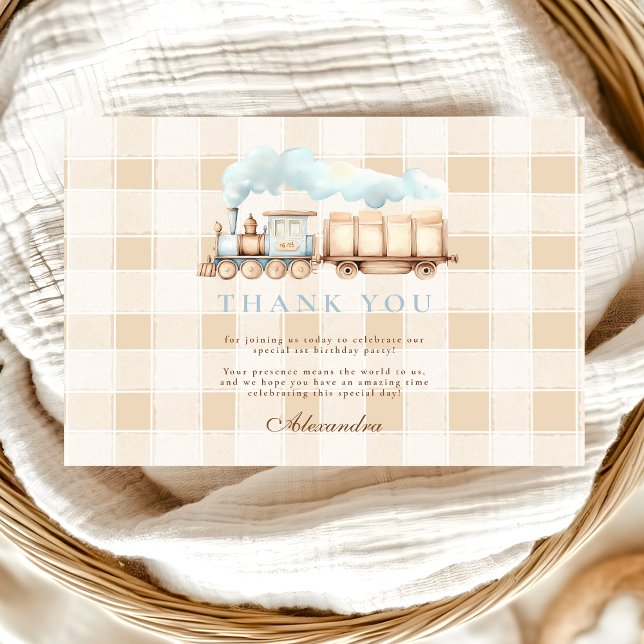 Cartão De Agradecimento Segundo aniversário Vintage Train (Criador carregado)