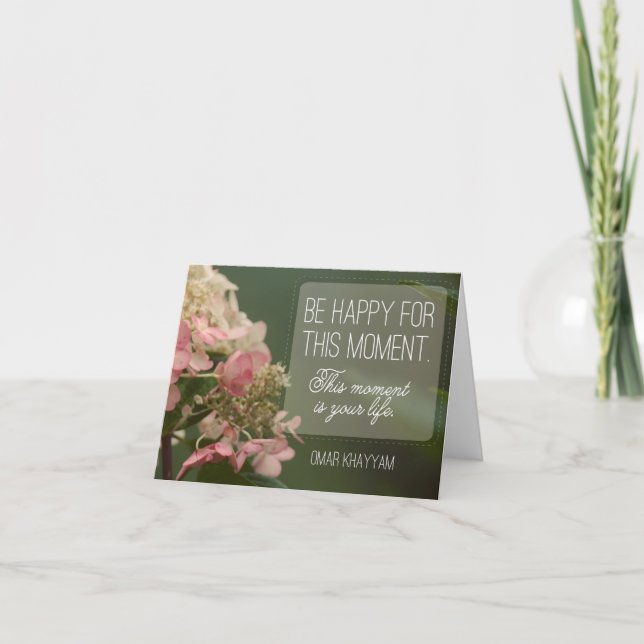 Cartão De Agradecimento "Seja feliz por este momento" Citação Inspiraciona (Frente)