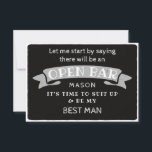 Cartão De Agradecimento Seja Minha Melhor Placa De Homem - Bar Aberto Engr<br><div class="desc">Pop a pergunta com esta carta lisa humorística e encantadora. Personalize a frente com o nome dele e as costas com a sua própria mensagem pessoal. Basta editar o nome e a mensagem no verso, selecionar uma quantidade de "1" e adicionar ao carrinho. Crie cartões personalizados para toda a festa...</div>