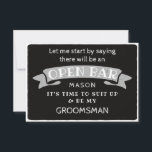 Cartão De Agradecimento Seja minha placa de Padrinho de casamento - Bar ab<br><div class="desc">Pop a pergunta com esta carta lisa humorística e encantadora. Personalize a frente com o nome dele e as costas com a sua própria mensagem pessoal. Basta editar o nome e a mensagem no verso, selecionar uma quantidade de "1" e adicionar ao carrinho. Crie cartões personalizados para toda a festa...</div>