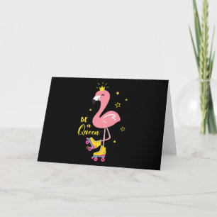 Cartão De Agradecimento Seja uma Rainha Rosa, Skate Flamingo Roller Mulher