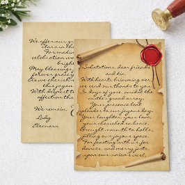 Cartão De Agradecimento Selo de Cera de Rolo de Idade Medieval Casamento A