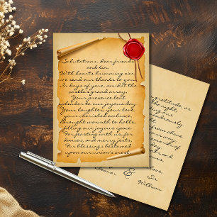 Cartão De Agradecimento Selo de Cera de Rolo Envelhecido Medieval Casament