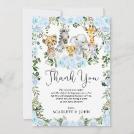 Cartão De Agradecimento Selva Cura Selvagem Selvagem Azul Bebê Floral