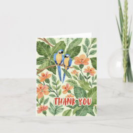 Cartão De Agradecimento Selva de Arara Selvagem Aquarela Tropical