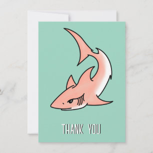 Cartão De Agradecimento semana do tubarão rosa desenho tatuagem arte ocean