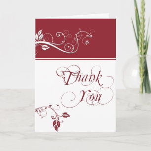 Cartão De Agradecimento Sempre e Para Sempre Faixa de Cor Rubi e Folhas de