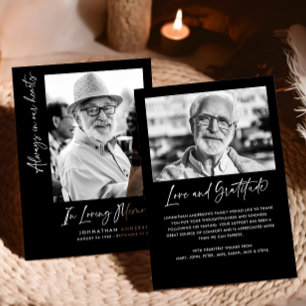 Cartão De Agradecimento Sempre Em Nossos Corações 2-Foto Funeral/Memorial