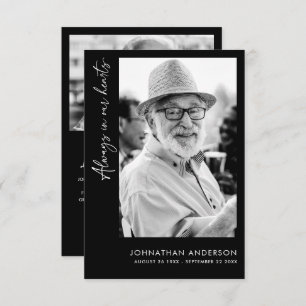 Cartão De Agradecimento Sempre Em Nossos Corações 2-Foto Funeral/Memorial