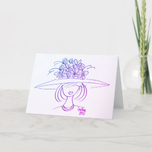Cartão De Agradecimento Senhora do chapéu da Flor - rosa