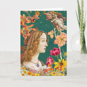 Cartão De Agradecimento Senhora Floral Renascentista.