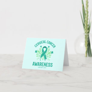 Cartão De Agradecimento Sensibilização para o Cancer Cervoso Fita Teal Flo