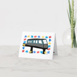 Cartão De Agradecimento Sensor do Autismo do Comboio Monorail Aspergers