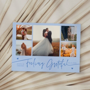 Cartão De Agradecimento Sentindo-se Grato Casamento Azul Gélido Multi Foto