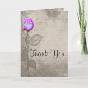 Cartão De Agradecimento Sepia Vintage Spot Color Rose Wedding Thank You