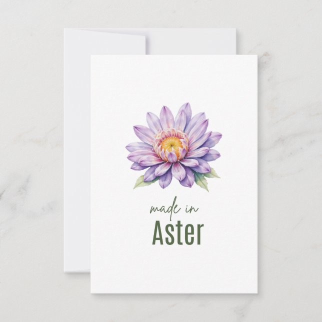 Cartão De Agradecimento September Aster  Birth Flower Flat Thank You Card (Frente)